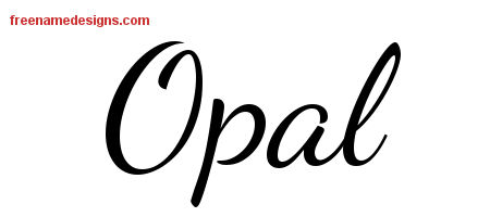 Lively Script Name Tattoo Designs Opal Free Printout