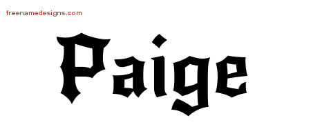 Gothic Name Tattoo Designs Paige Free Graphic