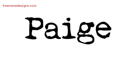 Vintage Writer Name Tattoo Designs Paige Free Lettering