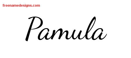 Lively Script Name Tattoo Designs Pamula Free Printout