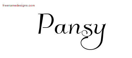 Elegant Name Tattoo Designs Pansy Free Graphic
