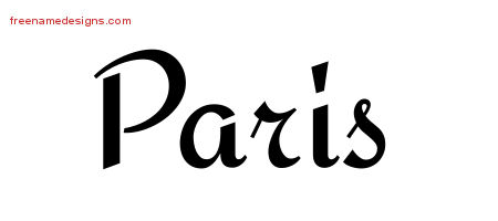 Calligraphic Stylish Name Tattoo Designs Paris Free Graphic