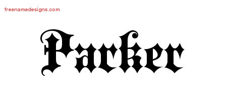 Old English Name Tattoo Designs Parker Free Lettering