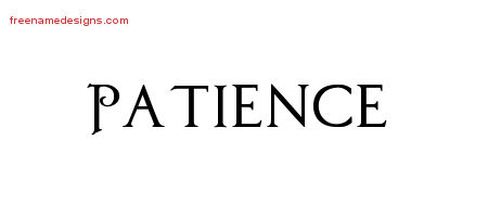 Regal Victorian Name Tattoo Designs Patience Graphic Download