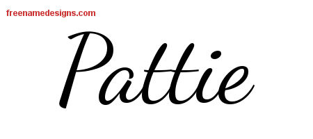 Lively Script Name Tattoo Designs Pattie Free Printout