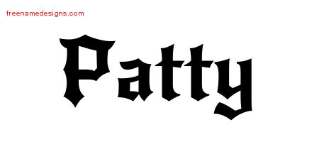 Gothic Name Tattoo Designs Patty Free Graphic