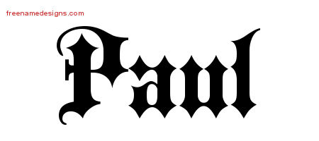 Old English Name Tattoo Designs Paul Free Lettering