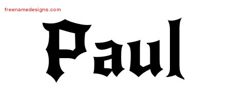 Gothic Name Tattoo Designs Paul Free Graphic