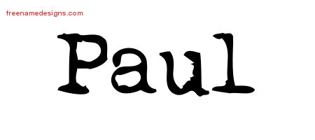 Vintage Writer Name Tattoo Designs Paul Free Lettering