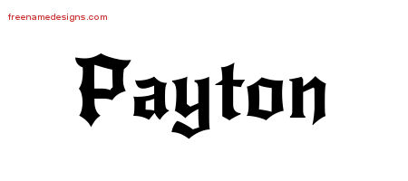 Gothic Name Tattoo Designs Payton Free Graphic