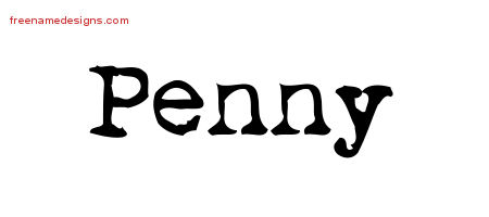 Vintage Writer Name Tattoo Designs Penny Free Lettering