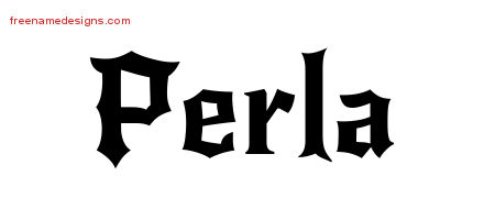 Gothic Name Tattoo Designs Perla Free Graphic