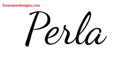 Lively Script Name Tattoo Designs Perla Free Printout