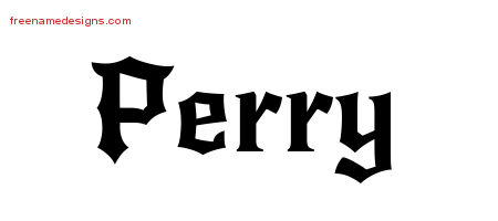 Gothic Name Tattoo Designs Perry Free Graphic