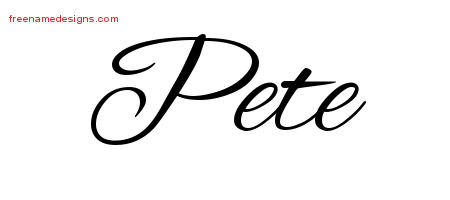 Cursive Name Tattoo Designs Pete Free Graphic