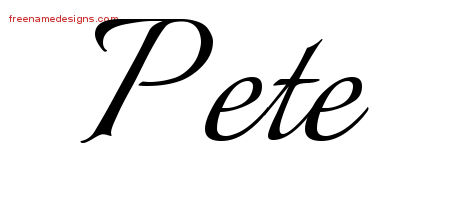 Calligraphic Name Tattoo Designs Pete Free Graphic