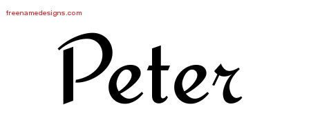 Calligraphic Stylish Name Tattoo Designs Peter Free Graphic
