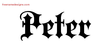 Old English Name Tattoo Designs Peter Free Lettering