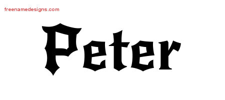 Gothic Name Tattoo Designs Peter Free Graphic