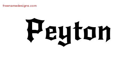 Gothic Name Tattoo Designs Peyton Free Graphic