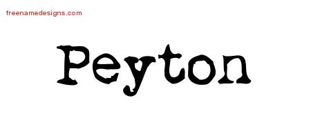 Vintage Writer Name Tattoo Designs Peyton Free Lettering