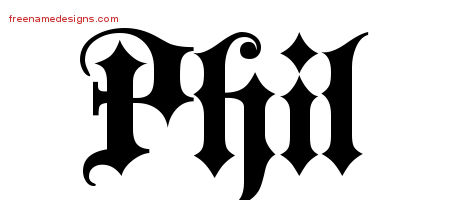 Old English Name Tattoo Designs Phil Free Lettering