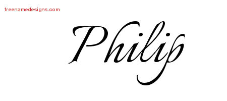 Calligraphic Name Tattoo Designs Philip Free Graphic