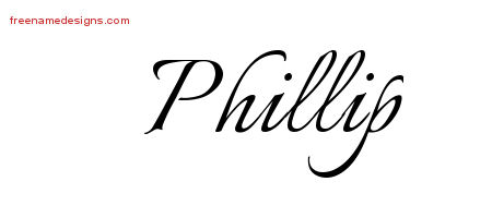 Calligraphic Name Tattoo Designs Phillip Free Graphic
