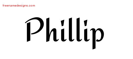 Calligraphic Stylish Name Tattoo Designs Phillip Free Graphic