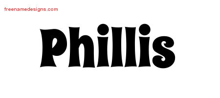Groovy Name Tattoo Designs Phillis Free Lettering