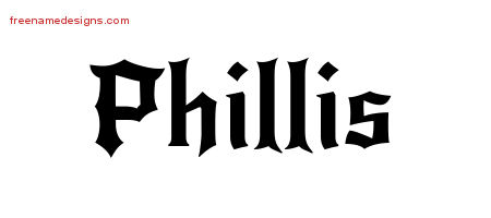Gothic Name Tattoo Designs Phillis Free Graphic
