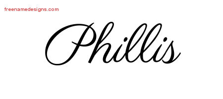 Classic Name Tattoo Designs Phillis Graphic Download