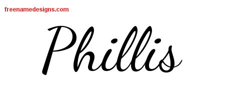 Lively Script Name Tattoo Designs Phillis Free Printout