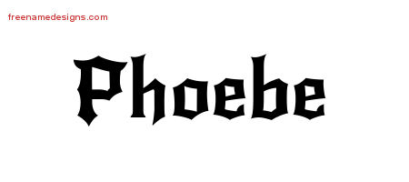 Gothic Name Tattoo Designs Phoebe Free Graphic