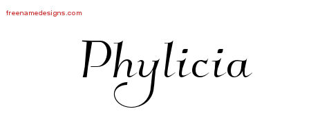 Elegant Name Tattoo Designs Phylicia Free Graphic
