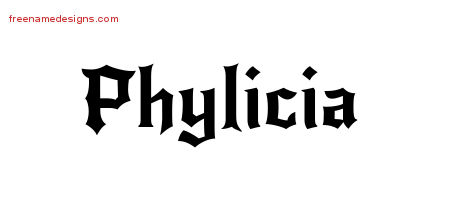 Gothic Name Tattoo Designs Phylicia Free Graphic