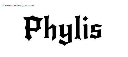 Gothic Name Tattoo Designs Phylis Free Graphic