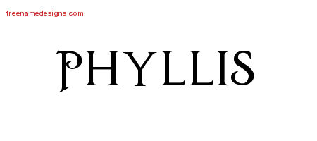 Regal Victorian Name Tattoo Designs Phyllis Graphic Download