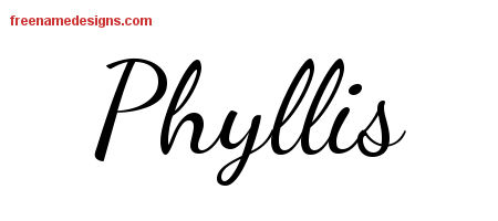 Lively Script Name Tattoo Designs Phyllis Free Printout