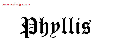 Blackletter Name Tattoo Designs Phyllis Graphic Download