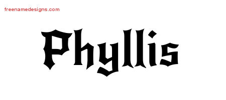 Gothic Name Tattoo Designs Phyllis Free Graphic