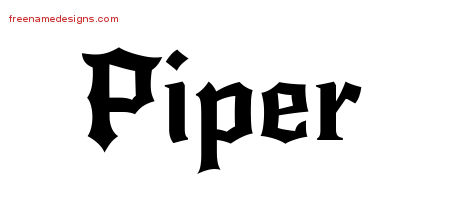 Gothic Name Tattoo Designs Piper Free Graphic