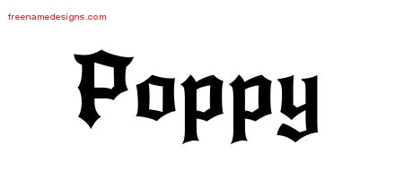 Gothic Name Tattoo Designs Poppy Free Graphic