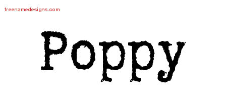 Typewriter Name Tattoo Designs Poppy Free Download