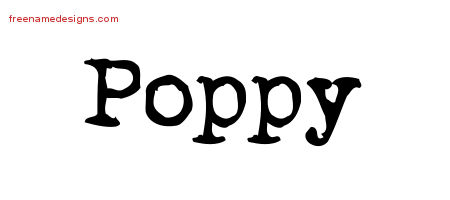 Vintage Writer Name Tattoo Designs Poppy Free Lettering