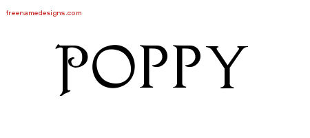 Regal Victorian Name Tattoo Designs Poppy Graphic Download