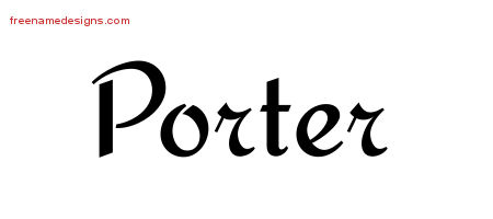 Calligraphic Stylish Name Tattoo Designs Porter Free Graphic