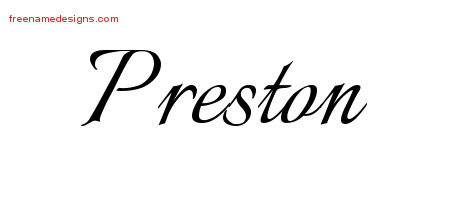 Calligraphic Name Tattoo Designs Preston Free Graphic