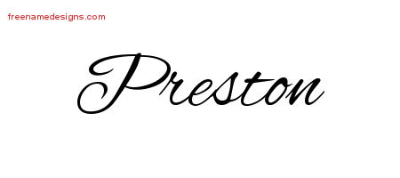 Cursive Name Tattoo Designs Preston Free Graphic