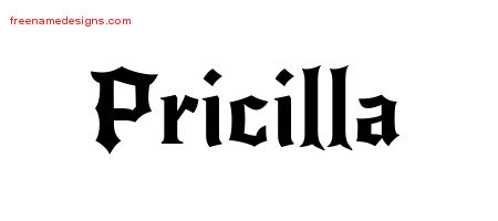 Gothic Name Tattoo Designs Pricilla Free Graphic